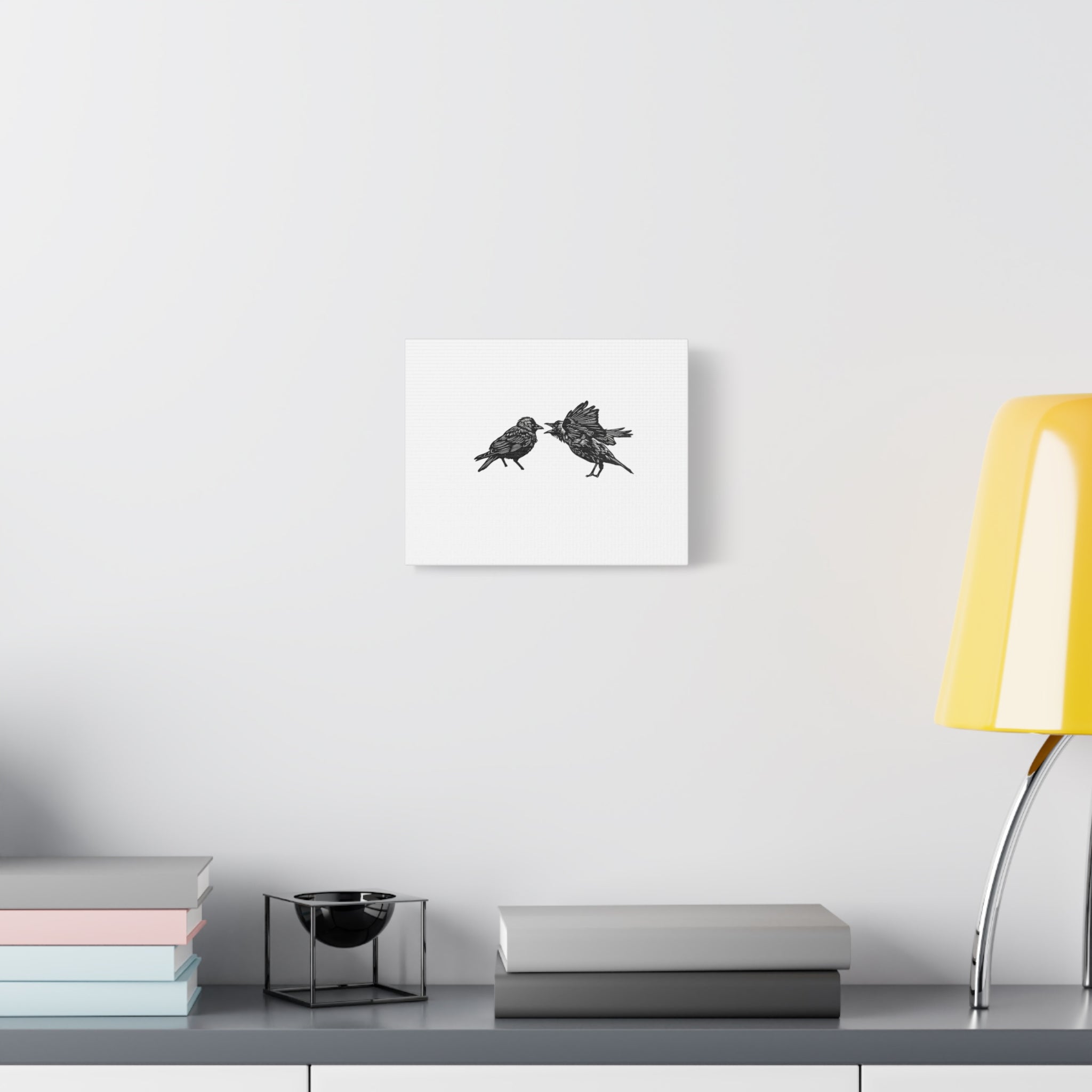 Bickering Birds Minimalist Canvas