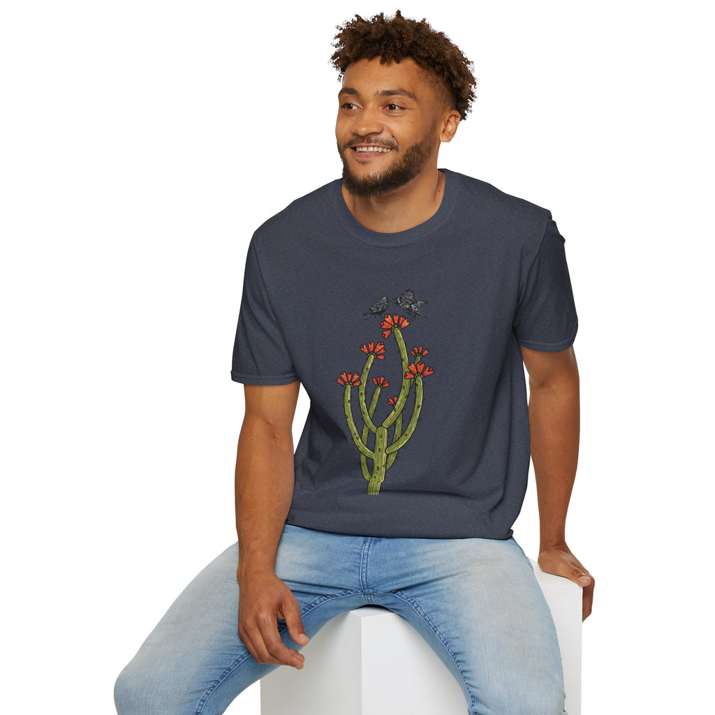 Cactus Bloom Tee with Bickering Birds