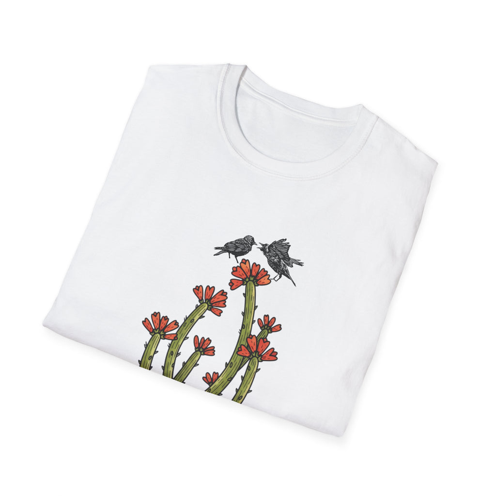 Cactus Bloom Tee with Bickering Birds