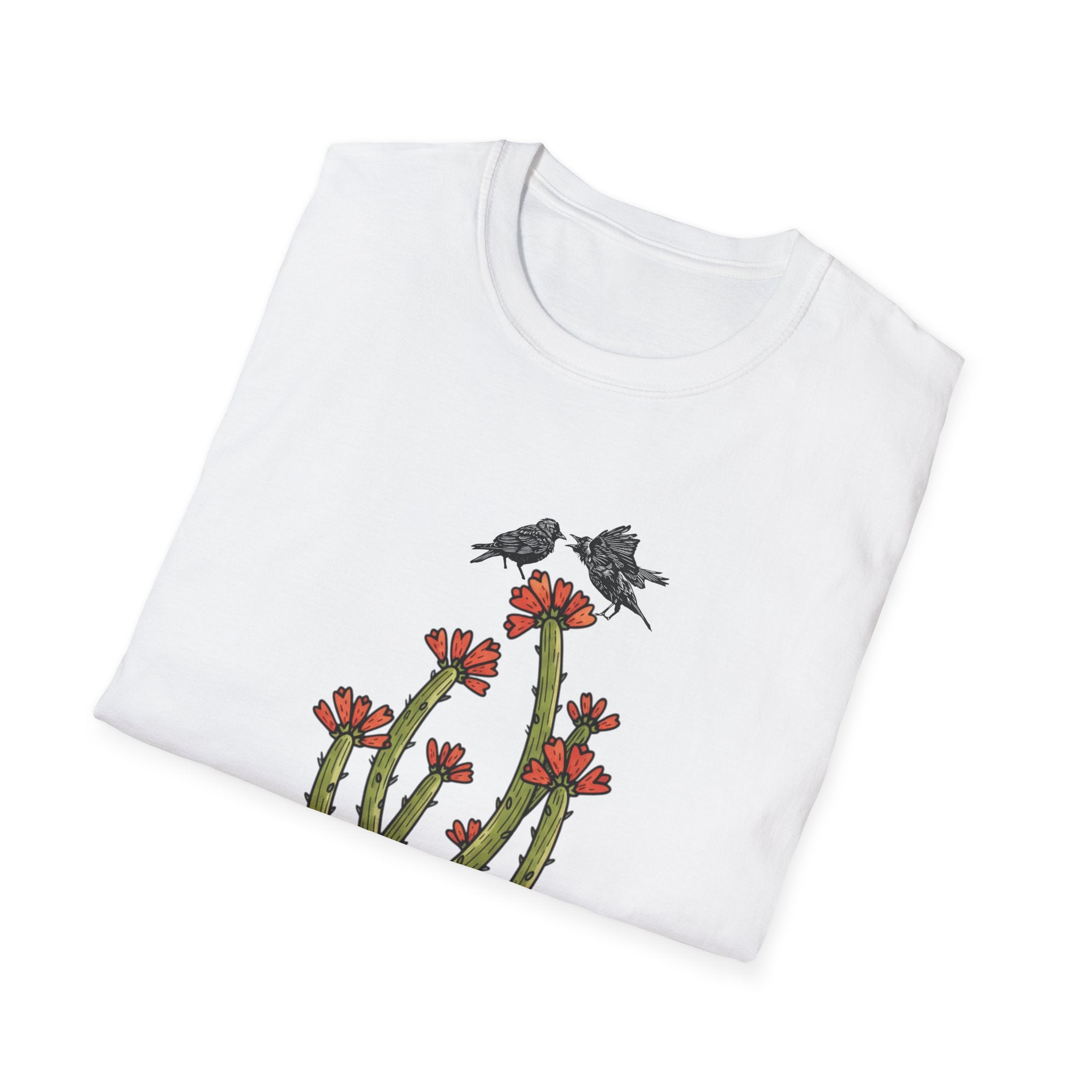 Cactus Bloom Tee with Bickering Birds