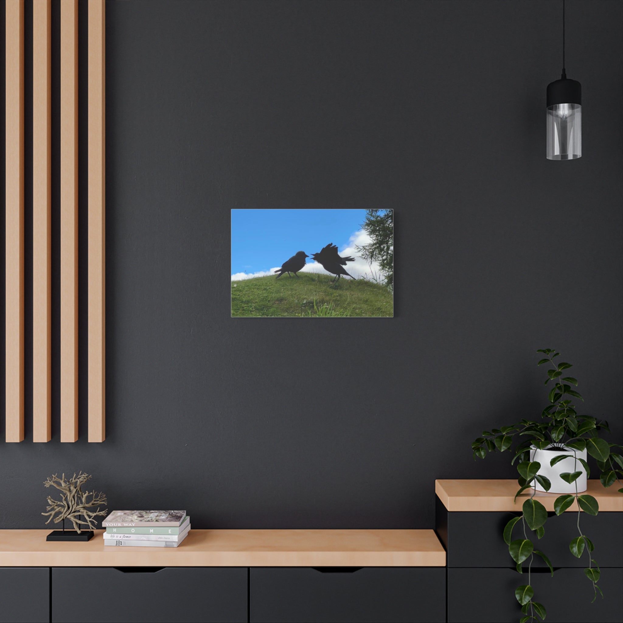 Bickering Birds Original Canvas Wall Art — Stretched 1.25"