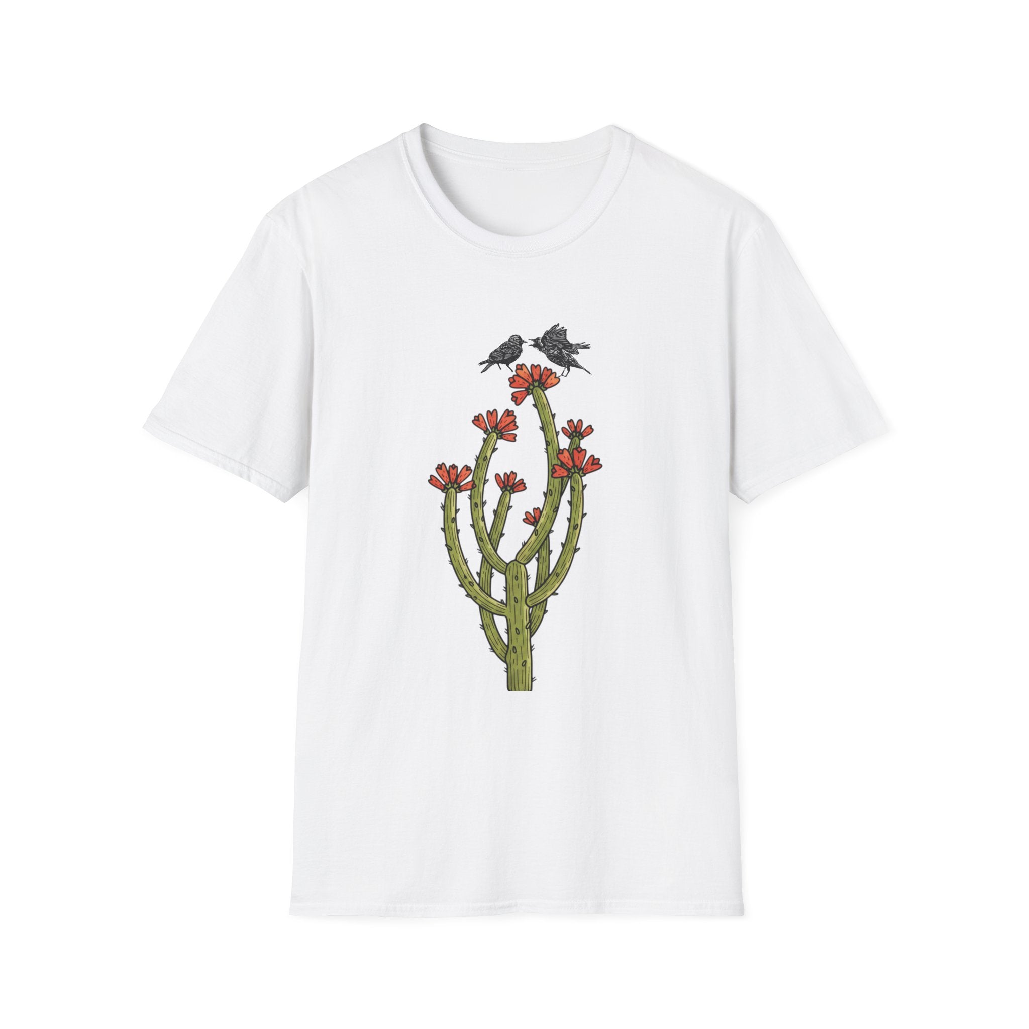 Cactus Bloom Tee with Bickering Birds
