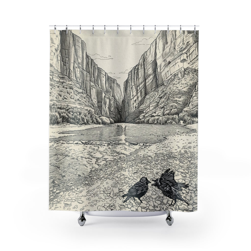 Bickering Birds Santa Elana Canyon Shower Curtain