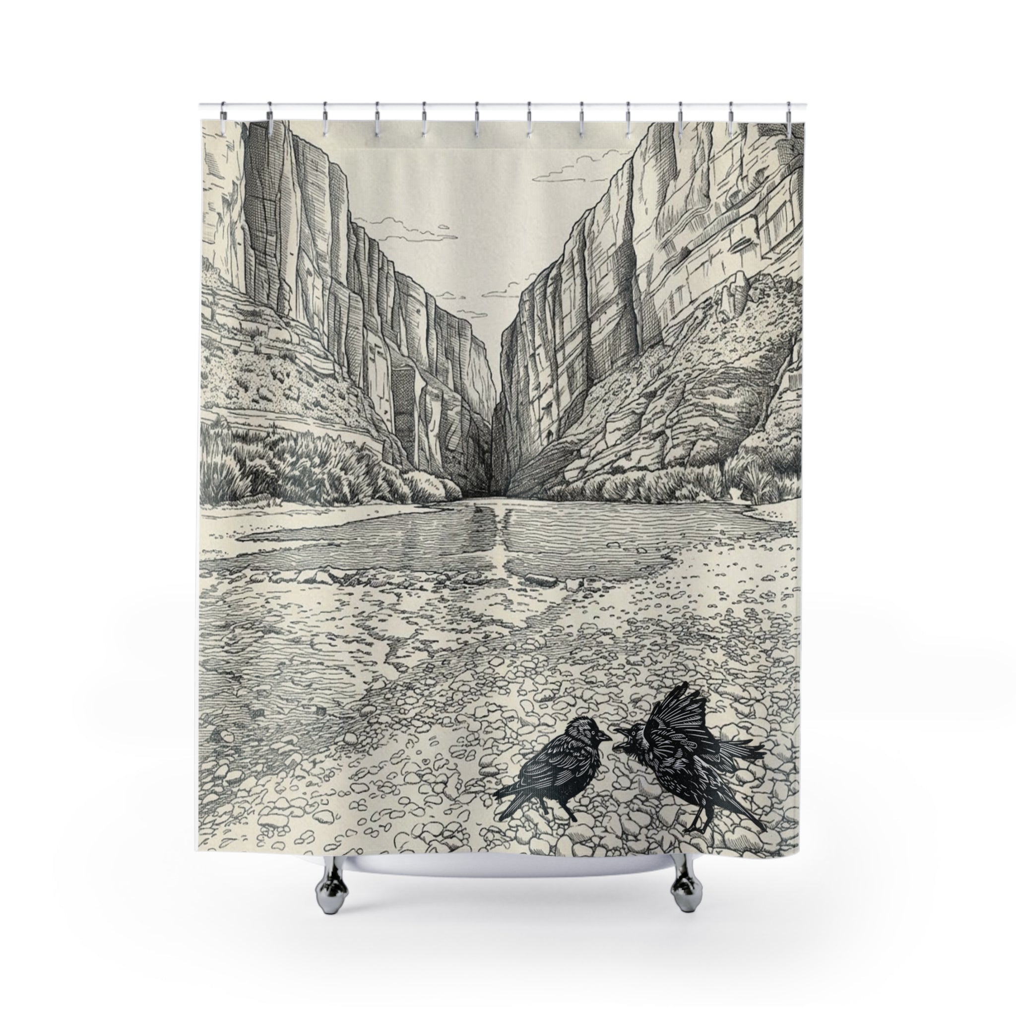Bickering Birds Santa Elana Canyon Shower Curtain