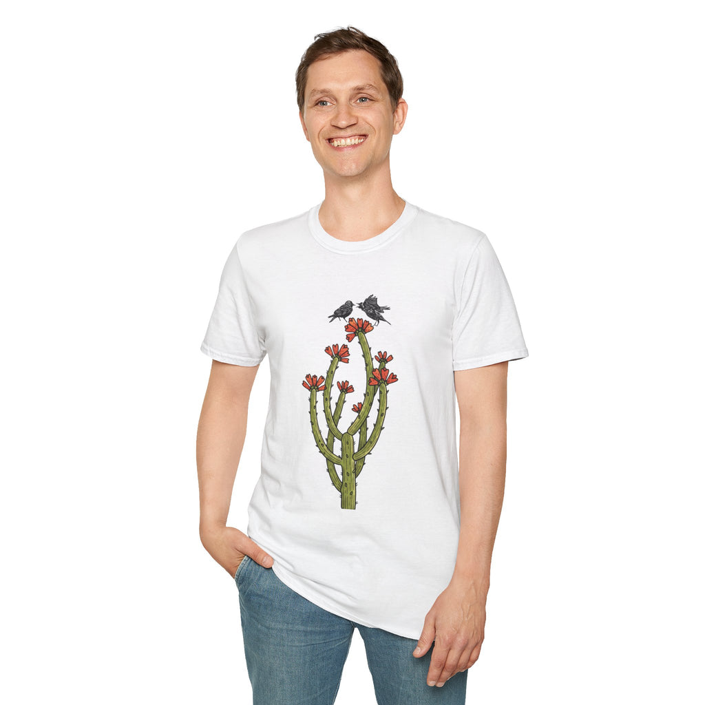 Cactus Bloom Tee with Bickering Birds