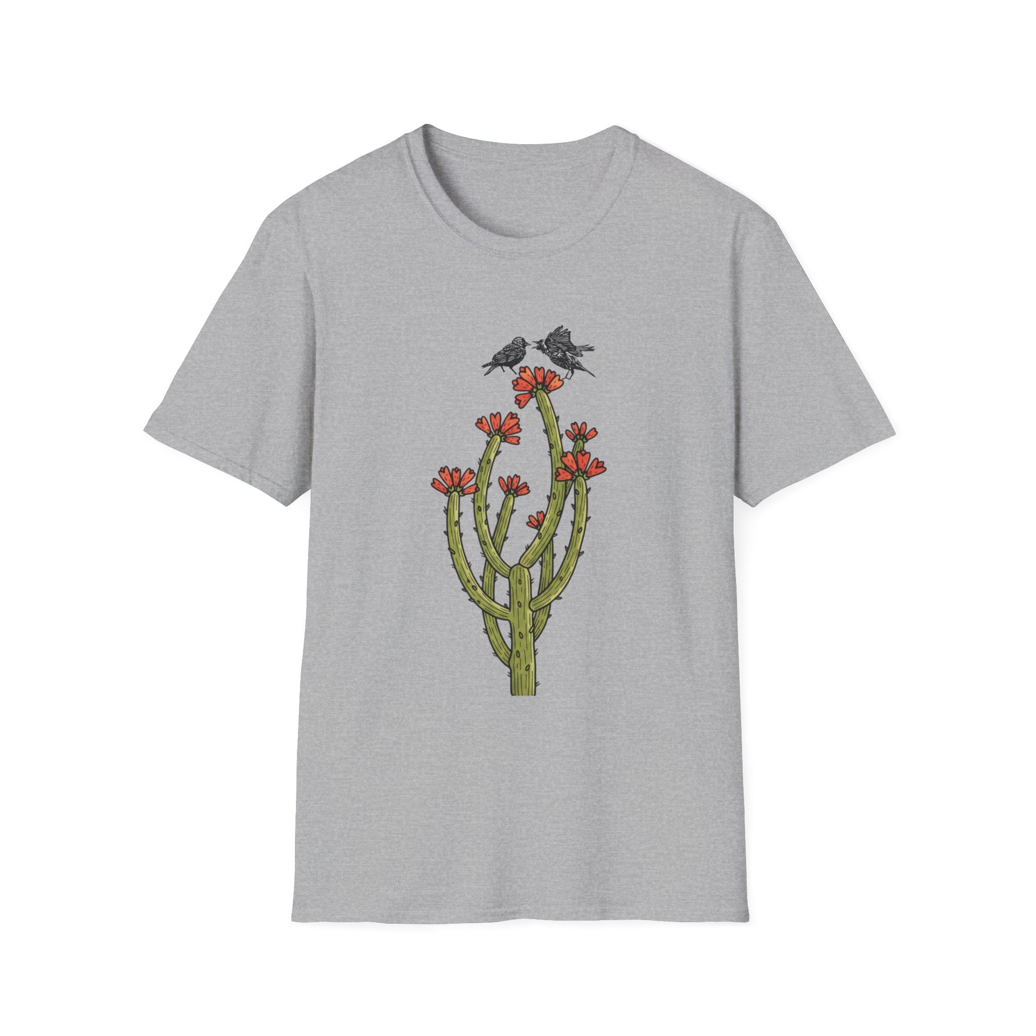 Cactus Bloom Tee with Bickering Birds