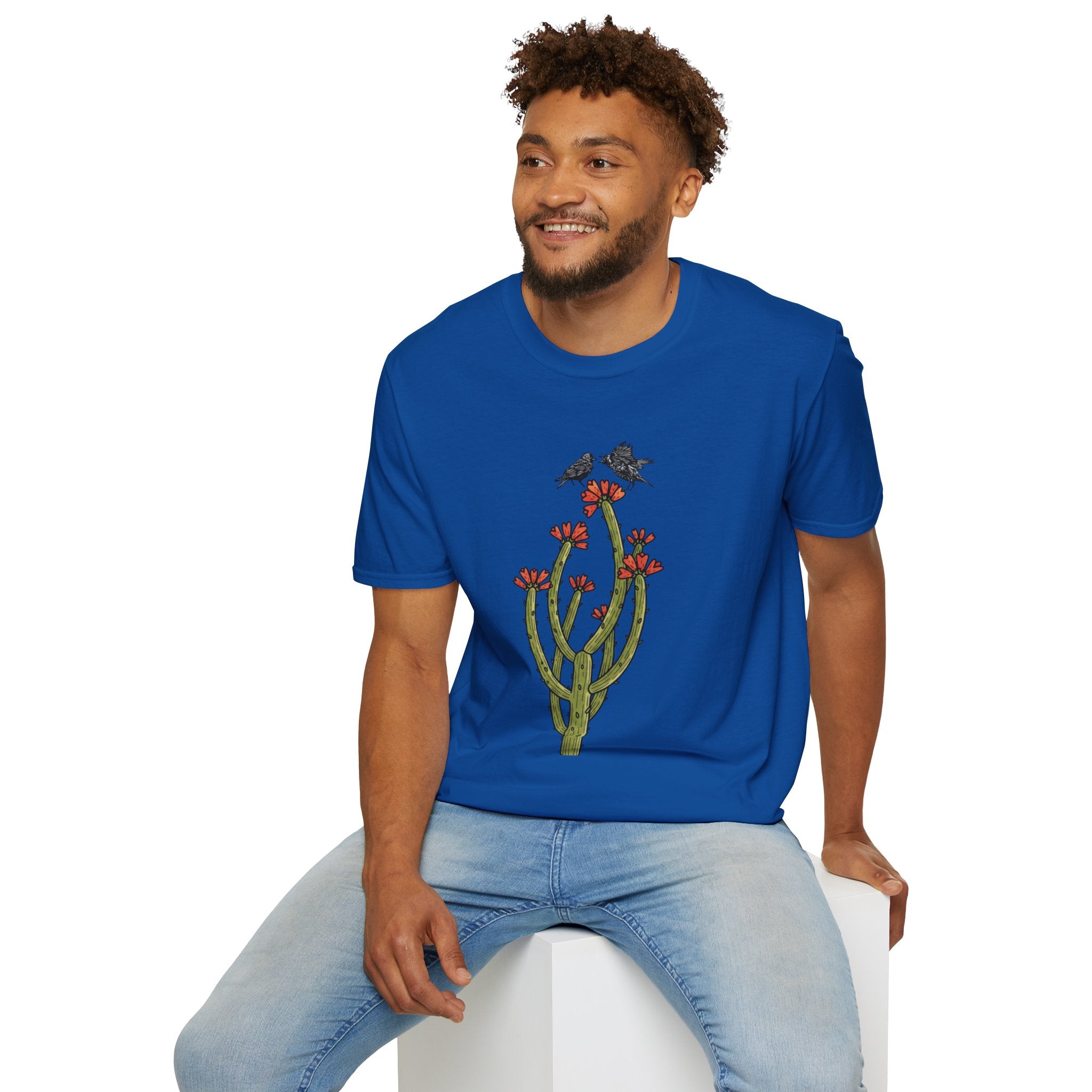 Cactus Bloom Tee with Bickering Birds