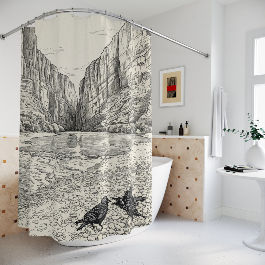 Bickering Birds Santa Elana Canyon Shower Curtain