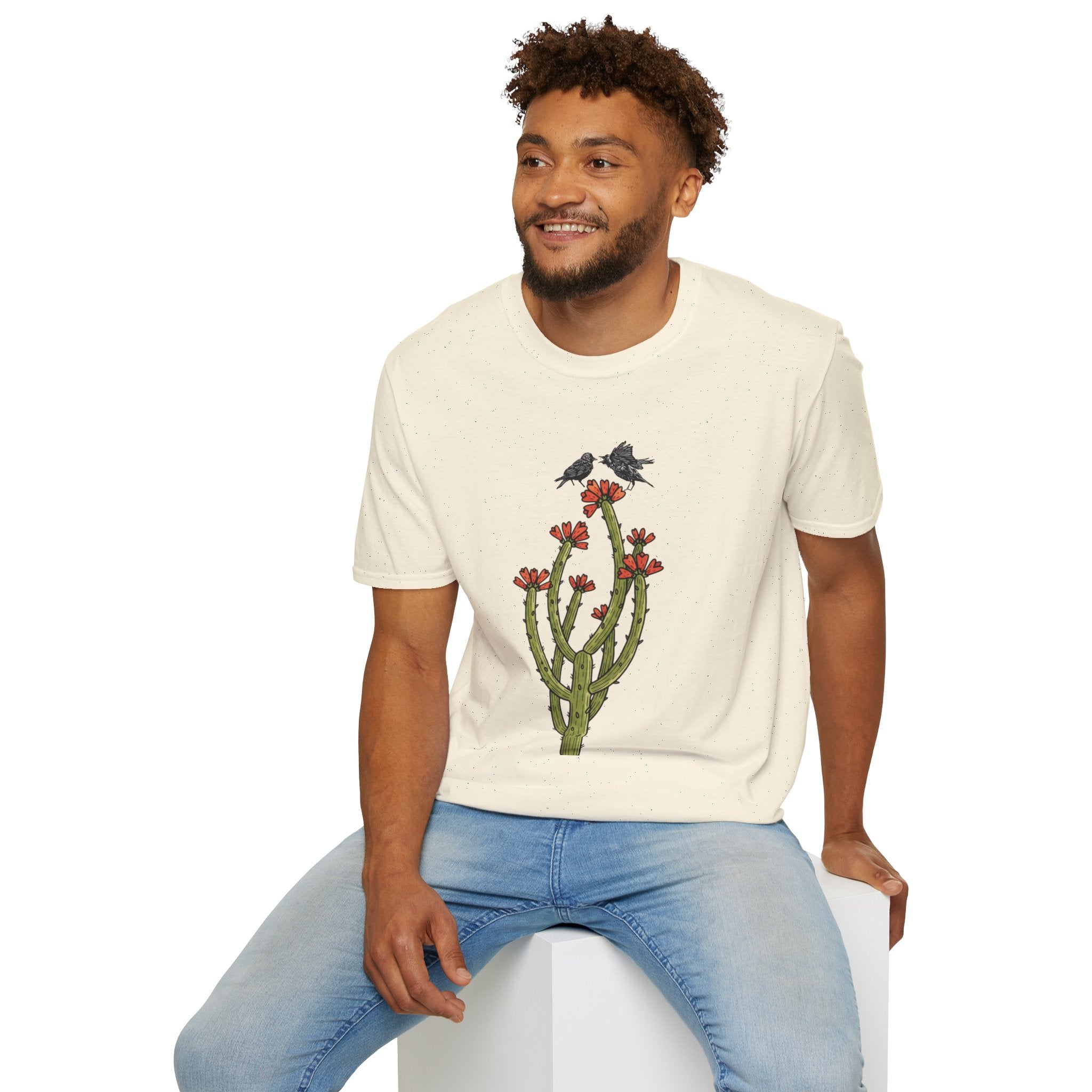 Cactus Bloom Tee with Bickering Birds