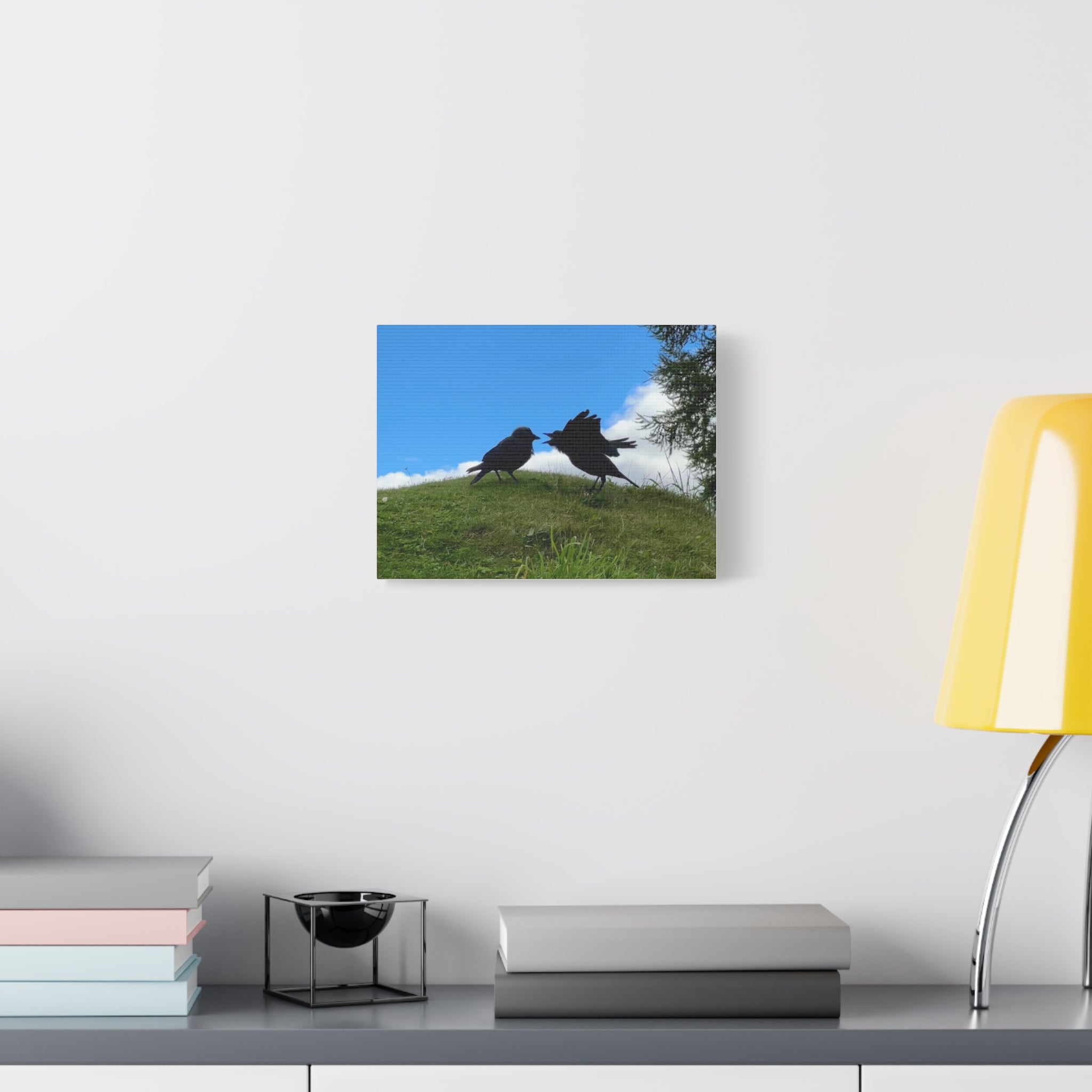 Bickering Birds Original Canvas Wall Art — Stretched 1.25"
