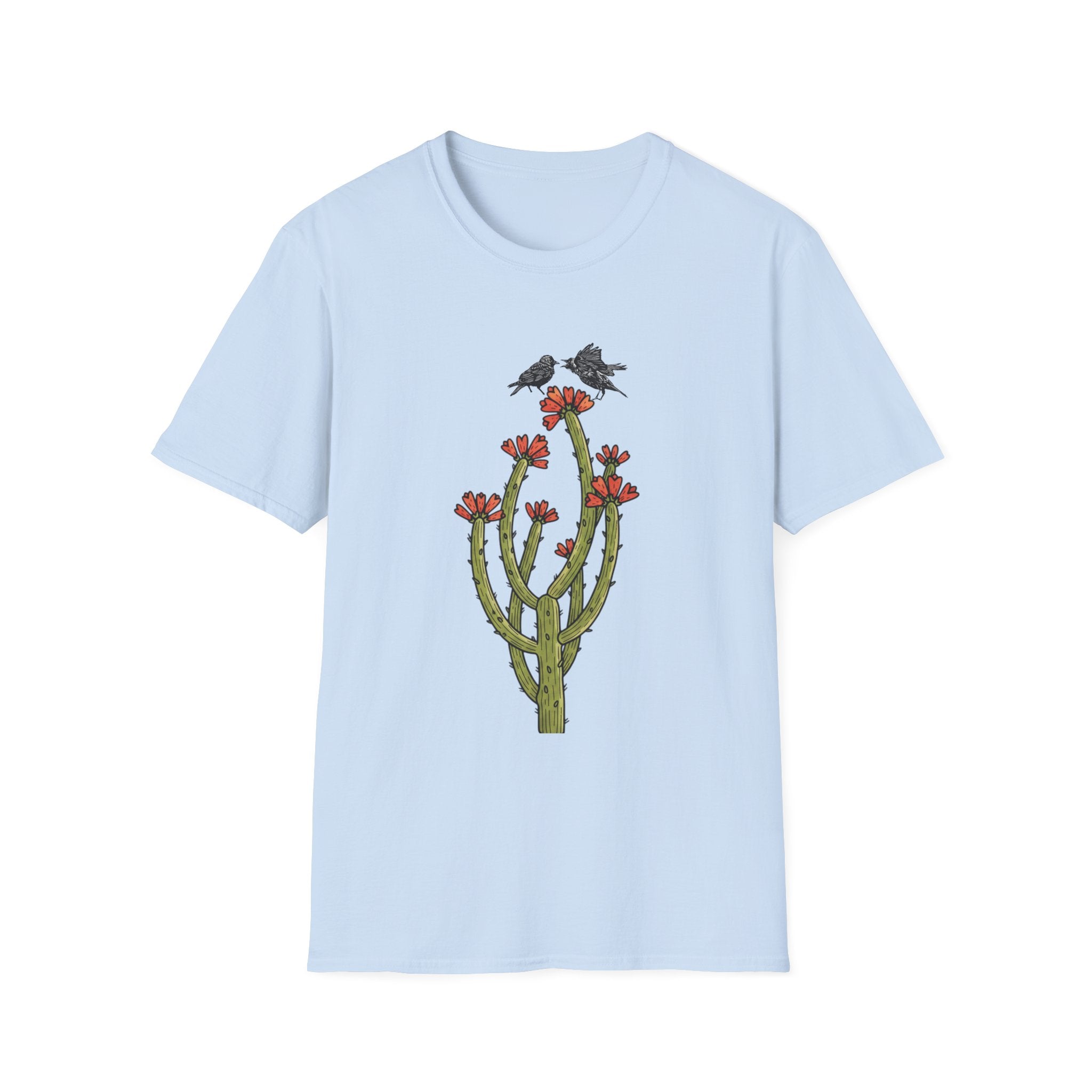 Cactus Bloom Tee with Bickering Birds