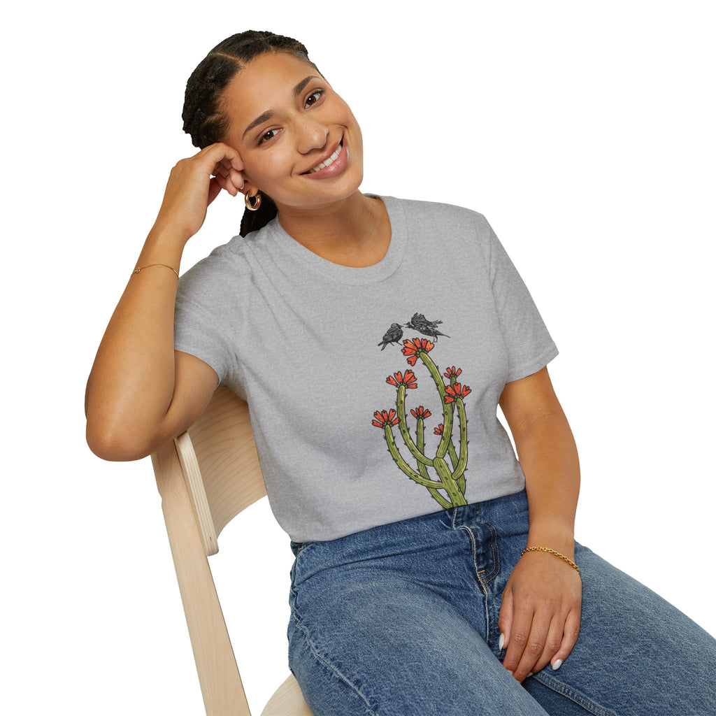 Cactus Bloom Tee with Bickering Birds