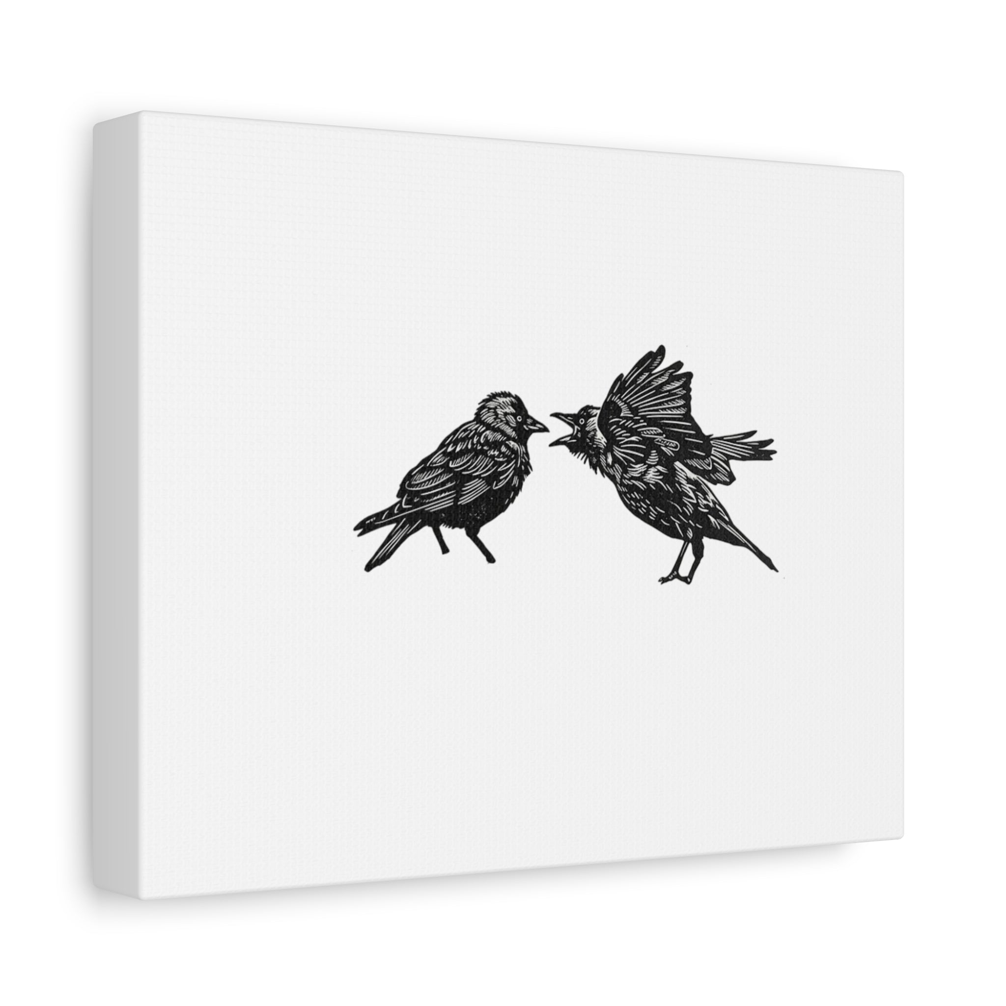 Bickering Birds Minimalist Canvas