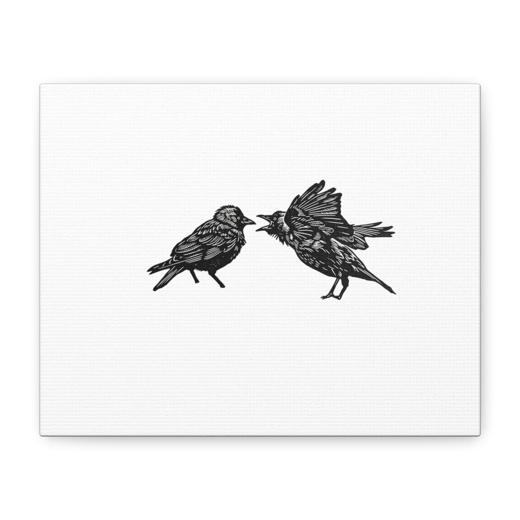 Bickering Birds Minimalist Canvas